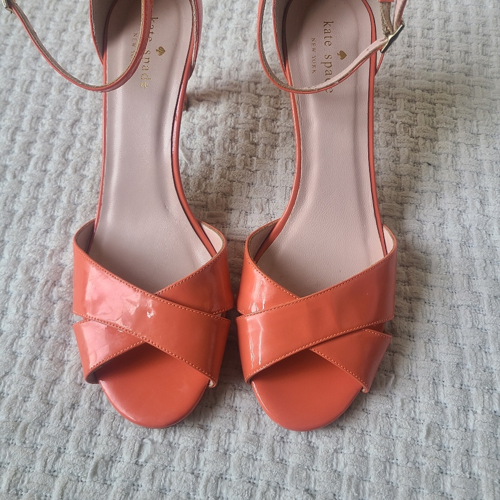 Kate Spade Elegant Orange Heeled Sandals Women's Size 9 - Picture 9 of 11